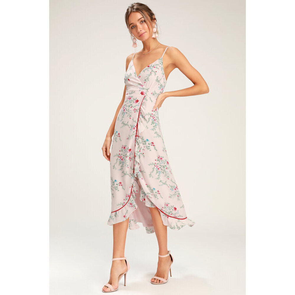 NWTLulus Wrap Midi Dress Pink